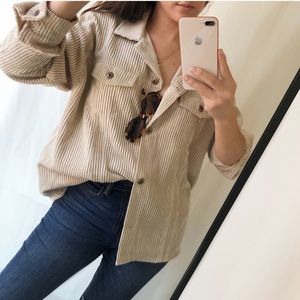 🔁 Cream Corduroy Shirt Jacket